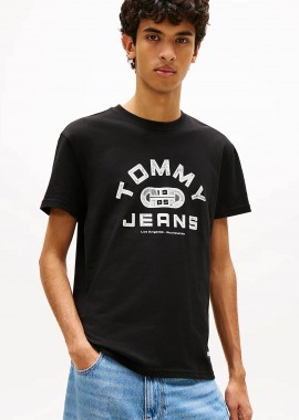TOMMY JEANS - Tommy Jeans ανδρικό T-shirt με logo print Regular Fit - DM0DM22551 Μαύρο