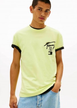 TOMMY JEANS - Tommy Jeans ανδρικό T-shirt με signature logo print Regular Fit - DM0DM22553 Κίτρινο