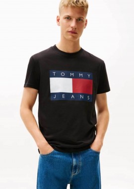 TOMMY JEANS - Tommy Jeans ανδρικό T-shirt με λογότυπο Regular Fit - DM0DM22645 Μαύρο