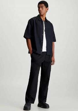 CK Jeans ανδρικό λινό παντελόνι σε ίσια γραμμή - J30J325126 Μαύρο