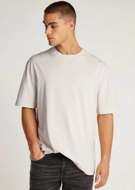Calvin Klein Jeans ανδρικό T-shirt μονόχρωμο με ανάγλυφο λογότυπο - J30J327078 Εκρού