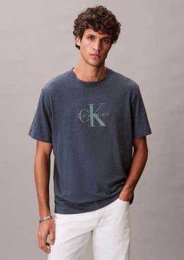 Calvin Klein Jeans ανδρικό T-shirt μονόχρωμο με λογότυπο - LV04RB862G Γκρι Σκούρο