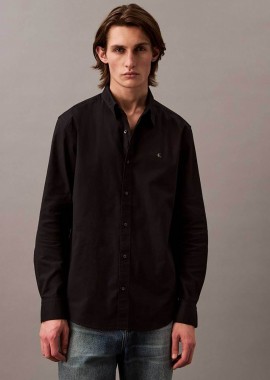 Calvin Klein Jeans ανδρικό πουκάμισο Oxford με λογότυπο στο στήθος - LV140EM125 Μαύρο