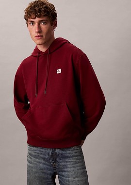 CALVIN KLEIN JEANS - Calvin Klein Jeans ανδρική μπλούζα φούτερ με κουκούλα και λογότυπο Regular Fit - LV04RC274G Μπορντό