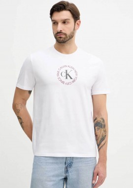 CALVIN KLEIN JEANS - Calvin Klein Jeans ανδρικό T-shirt μονόχρωμο με λογότυπο Regular Fit - LV14RE816G Λευκό