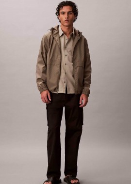 CALVIN KLEIN JEANS - Calvin Klein Jeans ανδρικό παντελόνι cargo μονόχρωμο Regular Fit - LV040EM616 Μαύρο