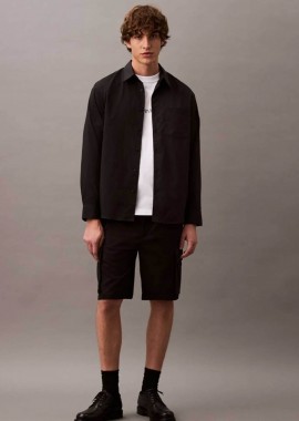 CALVIN KLEIN JEANS - Calvin Klein Jeans ανδρική βερμούδα cargo με ελαστική μέση και λογότυπο Regular Fit - LV04RB618G Μαύρο