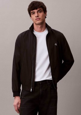 Calvin Klein Jeans ανδρικό μπουφάν μονόχρωμο με λογότυπο και ψηλό λαιμό Regular Fit - LV04RF520G Μαύρο