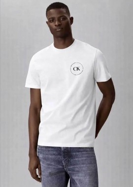 CALVIN KLEIN JEANS - Calvin Klein Jeans ανδρικό T-shirt μονόχρωμο με λογότυπο Relaxed Fit - LV04RF801G Λευκό