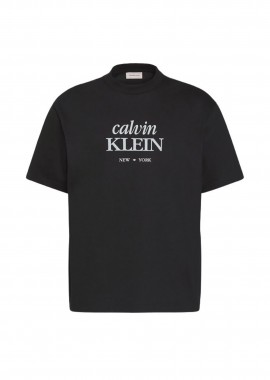 CALVIN KLEIN JEANS - Calvin Klein Jeans ανδρικό T-shirt μονόχρωμο με λογότυπο Relaxed Fit - LV04RF818G Μαύρο
