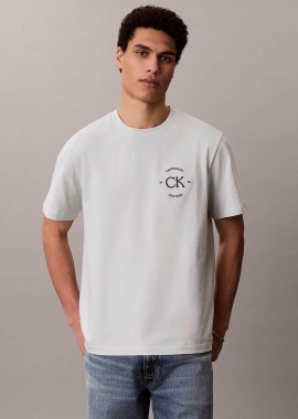 Calvin Klein Jeans ανδρικό T-shirt μονόχρωμο με λογότυπο Relaxed Fit - LV04RE825G Εκρού
