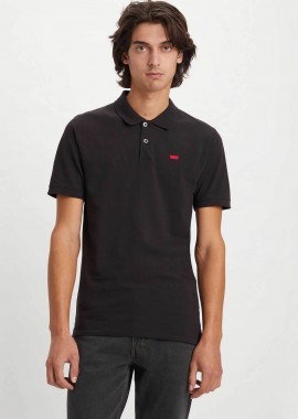 Levi's® ανδρική μπλούζα πόλο με ανάγλυφο λογότυπο Slim Fit - A48420015 Μαύρο