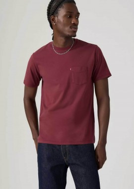 Levi's® ανδρικό T-shirt μονόχρωμο με τσέπη Standrad Fit - 193420440 Μπορντό