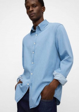 ADOLFO DOMINGUEZ - Adolfo Domínguez ανδρικό denim πουκάμισο Regular Fit - 120501308 Denim Blue