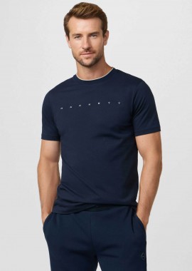 HACKETT - Hackett ανδρικό T-shirt με λογότυπο Classic Fit - HM5000103 Μπλε Σκούρο