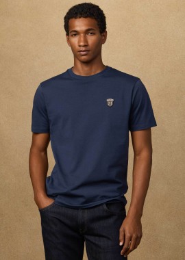 HACKETT - Hackett ανδρικό T-shirt με logo patch Classic Fit - HM5000063 Μπλε Σκούρο