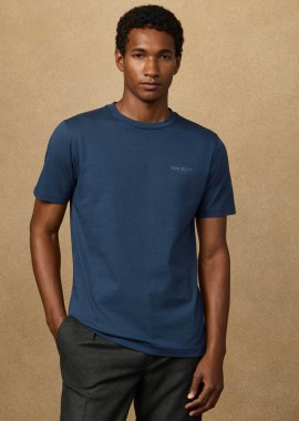 Hackett ανδρικό T-shirt με λογότυπο Classic Fit - HM5000067 Μπλε Σκούρο