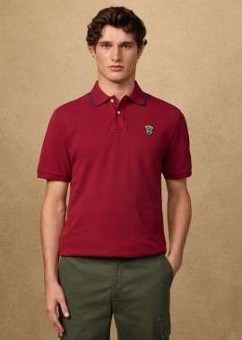 HACKETT - Hackett ανδρική μπλούζα πόλο πικέ με logo patch Classic Fit - HM5600082 Μπορντό