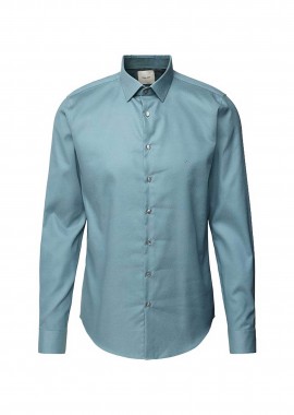 Calvin Klein ανδρικό πουκάμισο structured με κεντημένο monogram Slim Fit - K10K113848 Γκρι Γαλάζιο