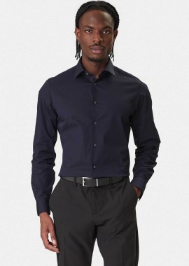 CALVIN KLEIN - Calvin Klein ανδρικό πουκάμισο μονόχρωμο Slim Fit - LV019EU001 Μπλε Σκούρο