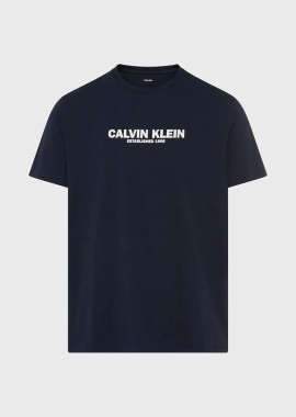 CALVIN KLEIN - Calvin Klein ανδρικό T-shirt με logo print Regular Fit - LV04RE820G Μπλε Σκούρο