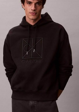 CALVIN KLEIN - Calvin Klein ανδρική μπλούζα φούτερ με λογότυπο Relaxed Fit - LV14LE201G Μαύρο