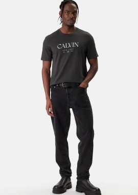 Calvin Klein ανδρικό T-shirt με logo print Regular Fit - LV04RE807G Ανθρακί