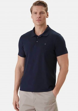 Calvin Klein ανδρική μπλούζα πόλο με κεντημένο monogram Slim Fit - LV04LF200G Μπλε Σκούρο