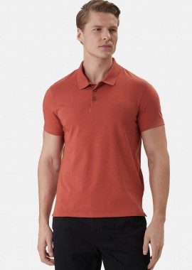 Calvin Klein ανδρική μπλούζα πόλο με κεντημένο monogram Slim Fit - LV04LF200G Πορτοκαλί