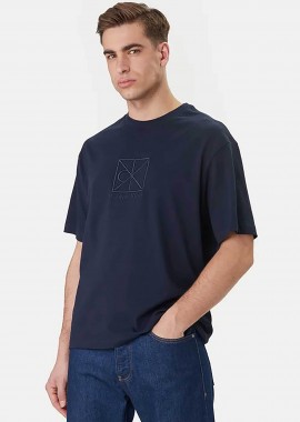 CALVIN KLEIN - Calvin Klein ανδρικό T-shirt με ανάγλυφο λογότυπο - LV14RF817G Μπλε Σκούρο