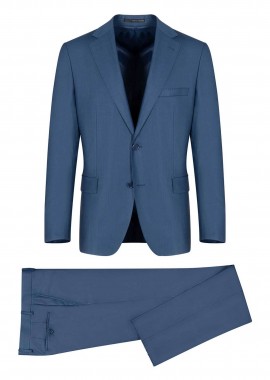 PRINCE OLIVER - Prince Oliver ανδρικό κοστούμι μoνόχρωμο Modern Fit - 12989002 Μπλε