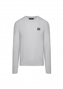 PRINCE OLIVER - Prince Oliver ανδρικό πουλόβερ με logo patch Modern Fit - 63256002 Εκρού