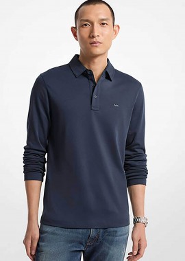 Michael Kors ανδρική μπλούζα πόλο με μακρύ μανίκι - CF150CFC93 Μπλε Σκούρο