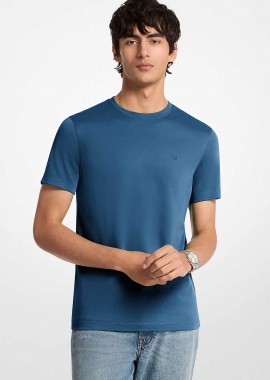 MICHAEL KORS - Michael Kors ανδρικό T-shirt με κεντημένο monogram print Regular Fit - CF15FJ2C93 Μπλε