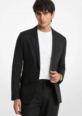 Michael Kors ανδρικό σακάκι από λινάρι και βαμβάκι Classic Fit - CS6101KKPY Μαύρο