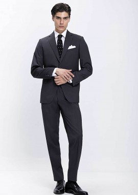 KAISER HOFF - Kaiser Hoff ανδρικό κοστούμι μονόχρωμο Slim Fit - D102001561405100 Γκρι Σκούρο