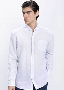 COMMANDER - Commander ανδρικό λινό πουκάμισο Regular Fit - D251000881109102 Εκρού