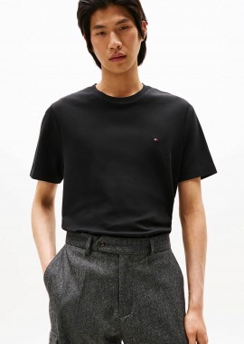 TOMMY HILFIGER - Tommy Hilfiger ανδρικό T-shirt μονόχρωμο Regular Fit - MW0MW37508 Μαύρο