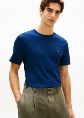 Tommy Hilfiger ανδρικό T-shirt μονόχρωμο Regular Fit - MW0MW37508 Μπλε Navy