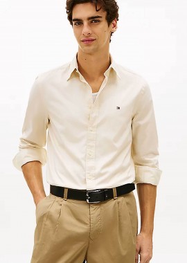 TOMMY HILFIGER - Tommy Hilfiger ανδρικό πουκάμισο button down με κεντημένο λογότυπο Regular Fit - MW0MW37550 Εκρού