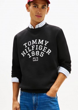 TOMMY HILFIGER - Tommy Hilfiger ανδρική μπλούζα φούτερ με λογότυπο Regular Fit - MW0MW41426 Μαύρο