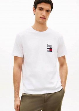 Tommy Hilfiger ανδρικό T-shirt με λογότυπο Regular Fit - MW0MW42367 Λευκό