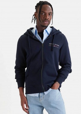 TOMMY HILFIGER - Tommy Hilfiger ανδρική ζακέτα φούτερ με λογότυπο Regular Fit - MW0MW42462 Μπλε Σκούρο