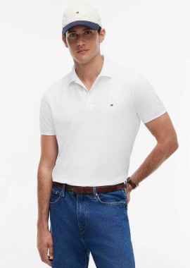 TOMMY HILFIGER - Tommy Hilfiger ανδρική μπλούζα πόλο με κεντημένο logo flag Regular Fit - MW0MW37309 Λευκό