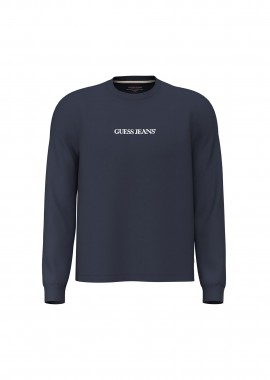 Guess ανδρική μακρυμάνικη μπλούζα με λογότυπο Regular Fit - M5RI84K8HM0 Μπλε Navy