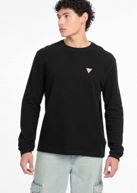 GUESS - Guess ανδρική μπλούζα με logo patch Regular Fit - M4BI77KCII1 Μαύρο