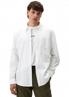 Guess ανδρικό πουκάμισο μονόχρωμο Slim Fit - M4YH35WGCF1 Λευκό