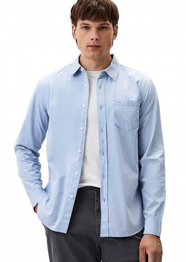 Guess ανδρικό πουκάμισο μονόχρωμο Slim Fit - M4YH35WGCF1 Γαλάζιο
