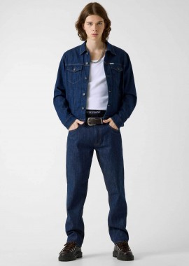 GUESS - Guess ανδρικό βαμβακερό τζιν παντελόνι πεντάτσεπο σε Straight Fit - M6RA1BD002G Denim Blue Σκούρο