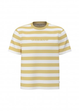 GUESS - Guess ανδρικό T-shirt με ριγέ σχέδιο και λογότυπο Regular Fit - M4YI84K9XF1 Κίτρινο